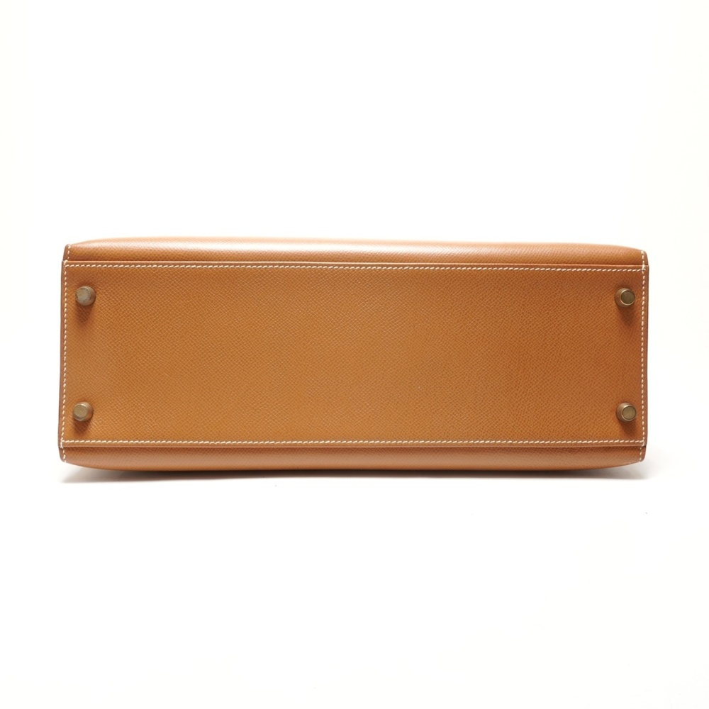 Hermes Kelly 32 2020, Y stamp, gold courchevel leather handbag, brown. - Picture 7 of 14